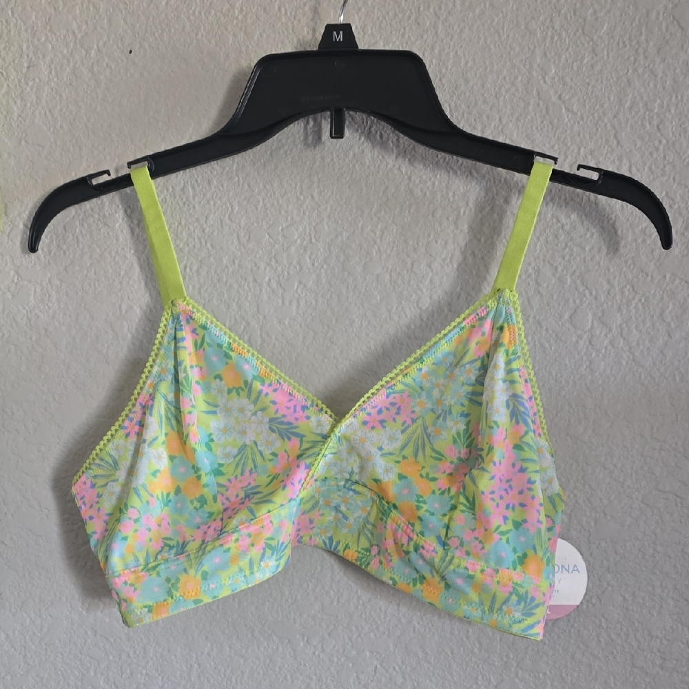 Arizona Jean Company Floral Bra - Green and Pink